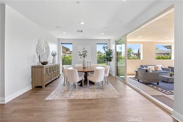 Telescoping doors off of the living room, seamlessly merge the inside and out