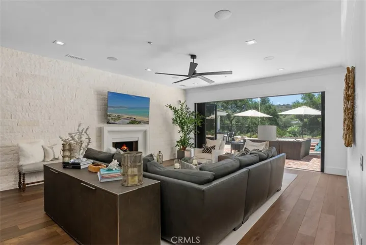 Living room with La Cantina Doors to backyard