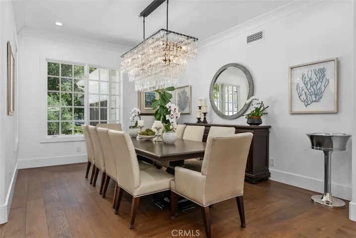 Formal dining with designer lighting