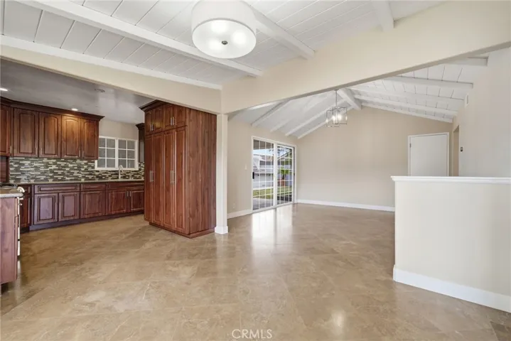 Kitchen layout connects easily to the dining and living spaces.