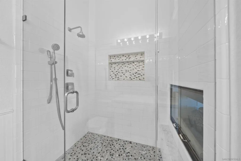 See through fireplace in bedroom/bathroom