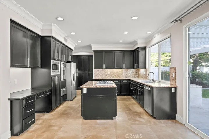 Large kitchen with island.
