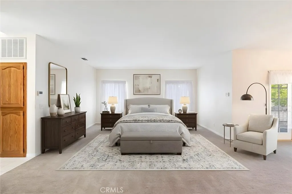 primary suite, virtually staged