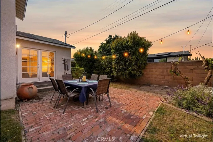 Patio with virtual twilight setting