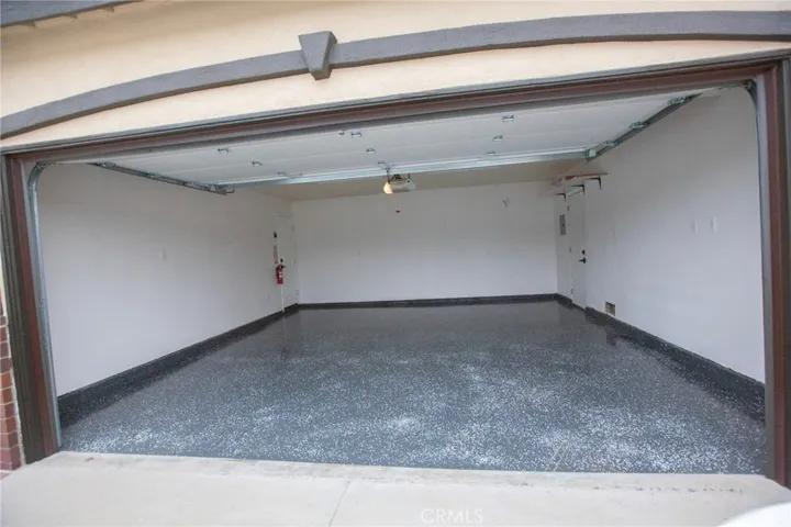 Garage with newly painted floor and walls