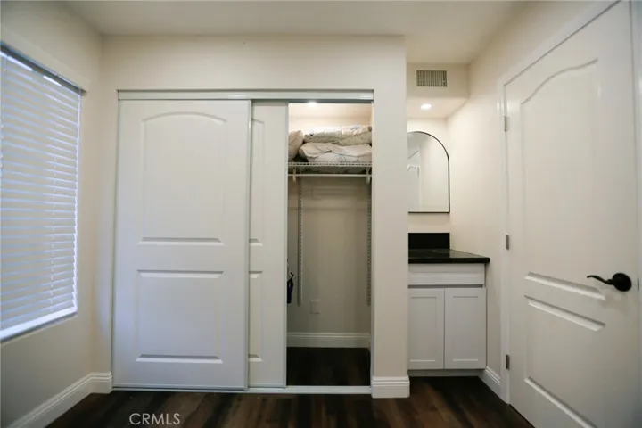 Downstairs Room with lighted Closet and Vanity