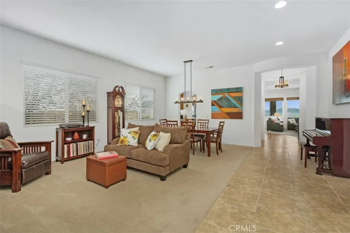 Open Living and Dining Room with Abundant Natural Lighting.