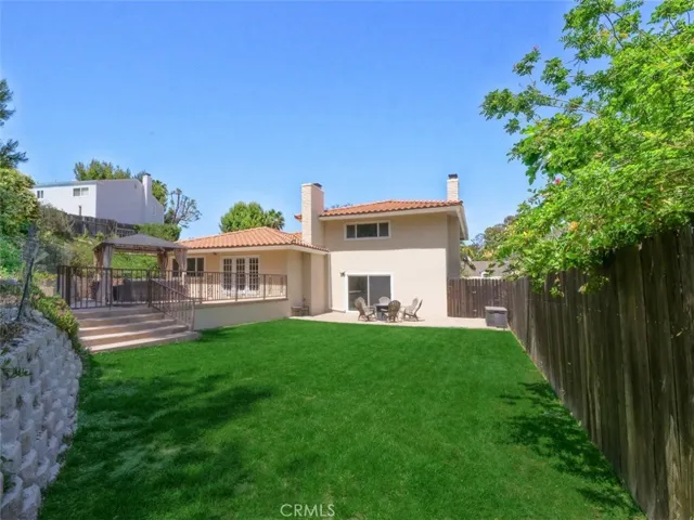 Back Elevation with Grassy Backyard & Patio