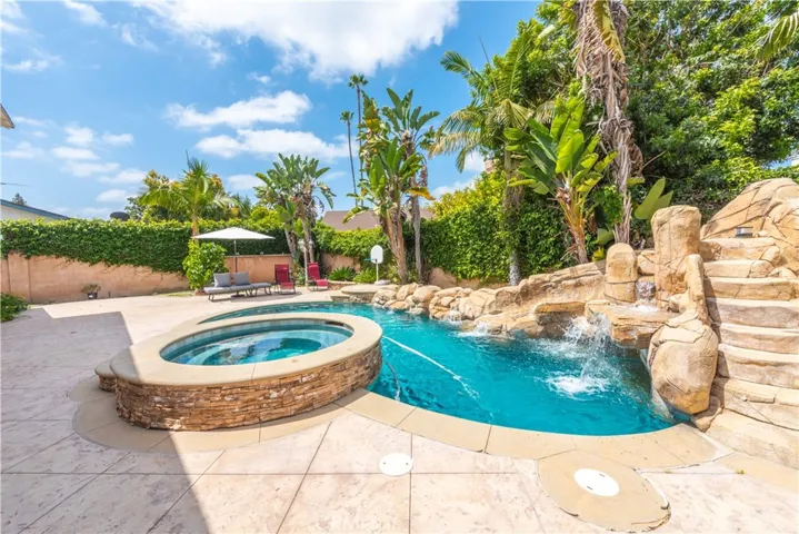 Pool, Spa, and waterfall