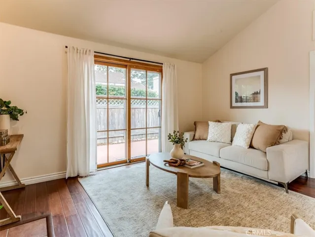 Slider doors in the living room lead to the private patio.