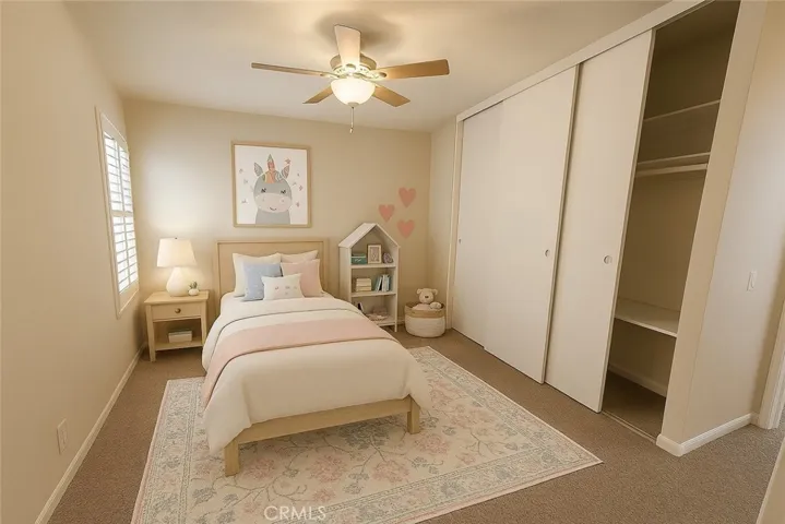 Digitally staged upstairs front bedroom