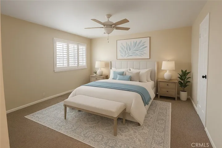 Digitally staged upstairs rear bedroom