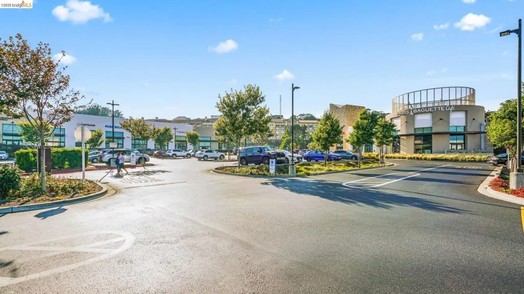 Commercial parking lot with multiple paved bays