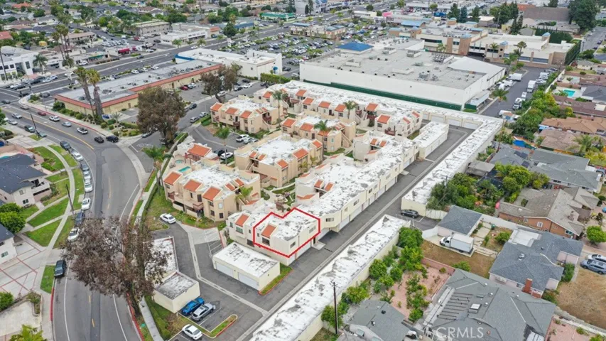 Aerial shot of neighborhood