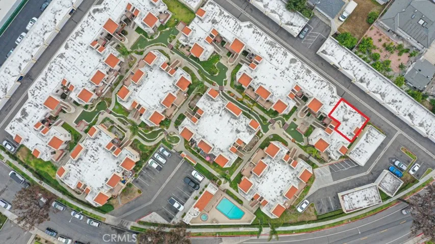 Aerial shot of neighborhood