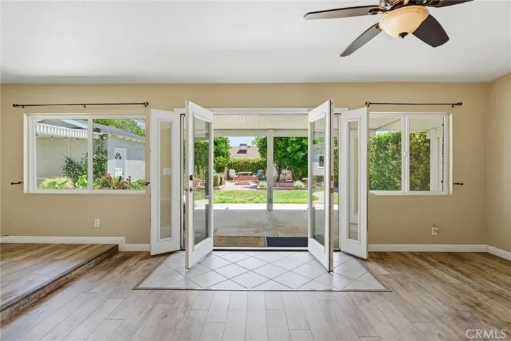 French doors to private backyard