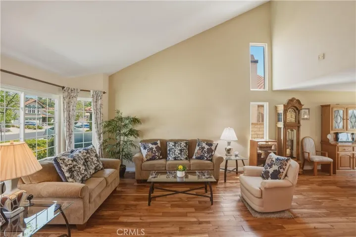 Living room with cathedral ceiling