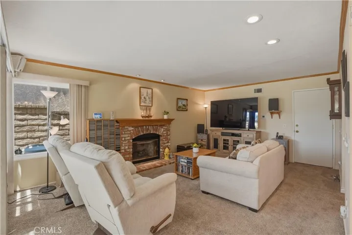 Family Room with brick fireplace