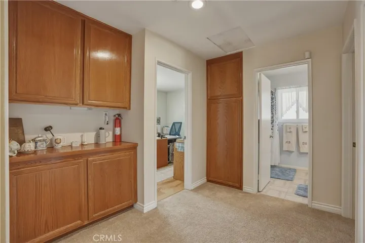 Upstairs hall with linen closet
