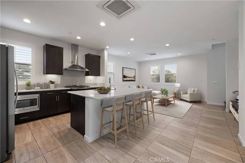 kitchen living area virtually staged