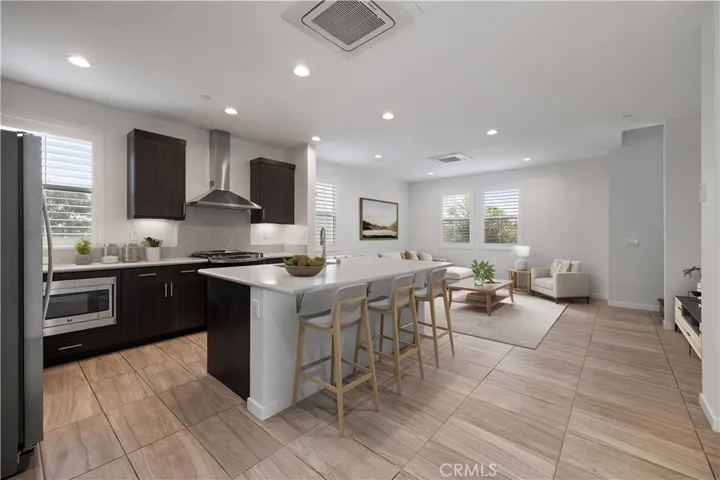 kitchen living area virtually staged