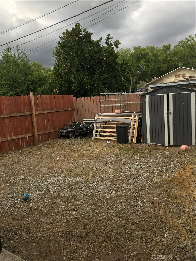 Space behind the garage.