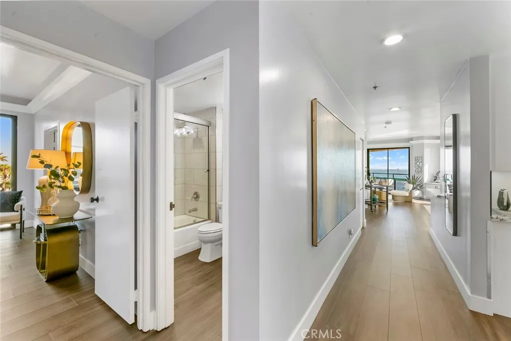 Connected off the primary hallway that allows access to all rooms. Here pictured is the secondary bathroom and FLEX Room.