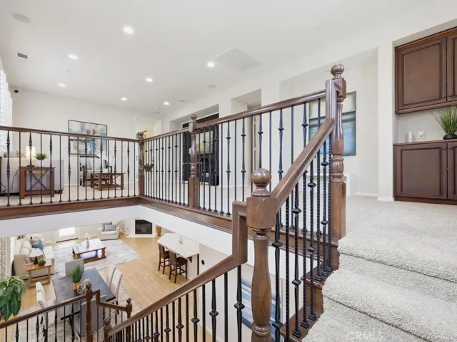 Stairway with loft and linen closet