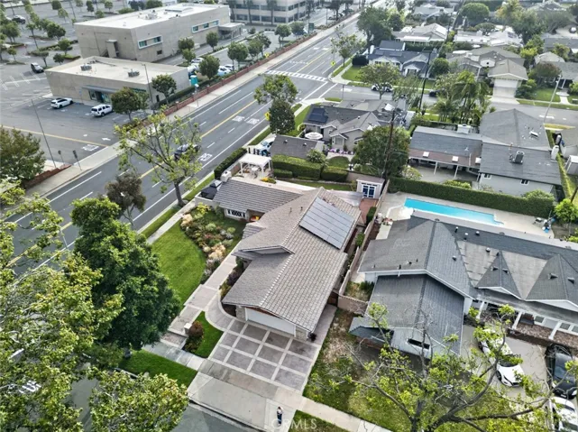 Drone shot of Rossmoor with convenient shopping.