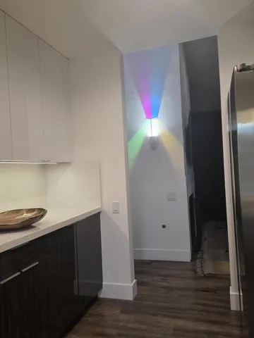 Hallway designer light from kitchen