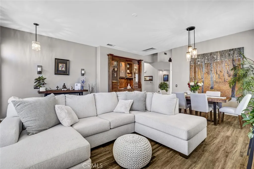Living Room and Entry wall with Built-in Lighted Cabinet