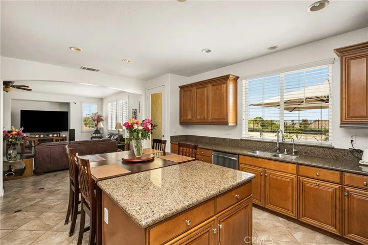 Kitchen opens up to Family Room.