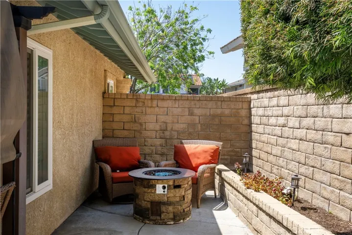 Firepit on side of house