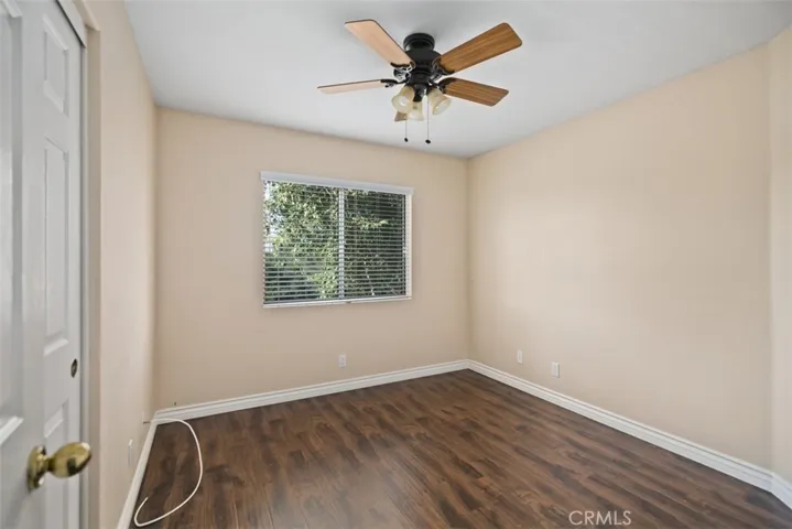 This is another view of the enclosed loft/bedroom complete with a ceiling fan