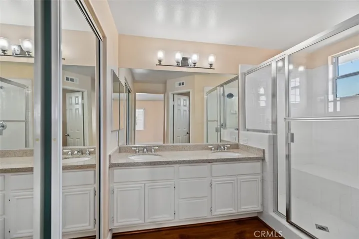 Here is a view of the primary bathroom complete with dual sinks