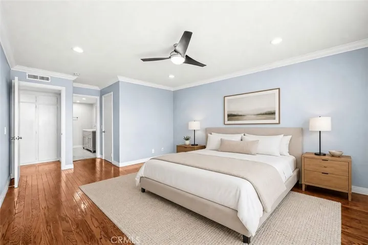 Virtually staged primary bedroom