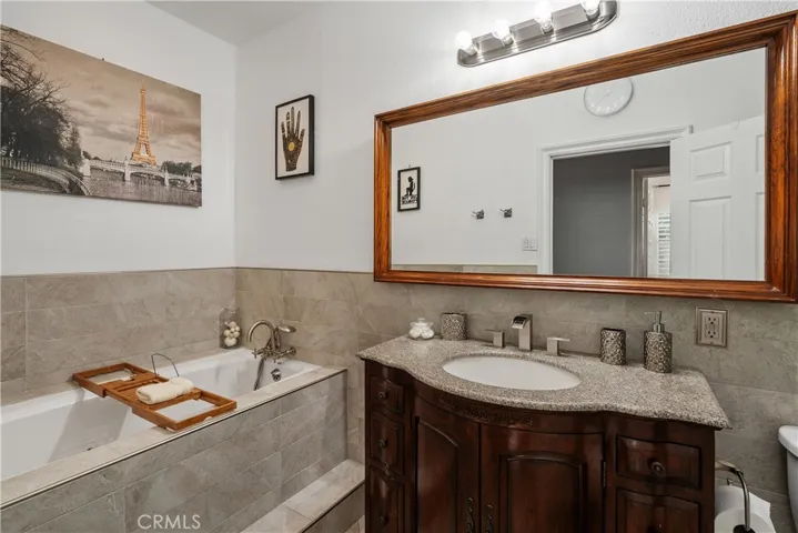 Remodeled bathroom with jetted bathtub