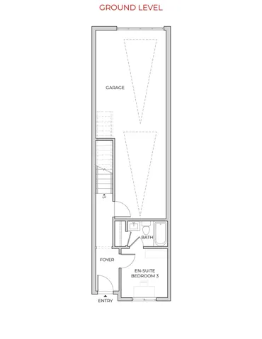 Level 1 - 2 car tandem Garage, bedroom and bath