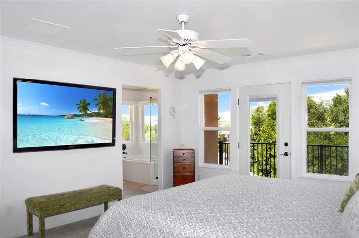 The Main Bedroom Suite Offers Incredible Views, Luxuriously Plush Carpet with Thick Padding to Warm Your Toes, Blinds Encased in the Glass Door, a Phantom Screen, a Re-Surfaced Balcony with New Railing, and an En Suite Bath (screen simulated)