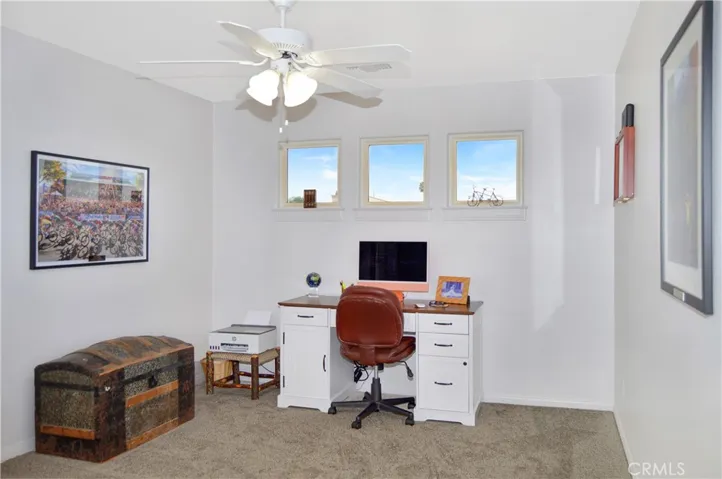 The 2nd Bedroom is Upstairs Next to the 2nd Bath and Offers More Luxurious Carpeting, a Ceiling Fan, and Mirrored Wardrobe Doors