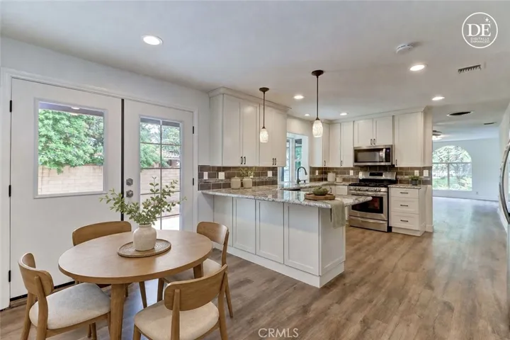 Kitchen and dining area virtually staged