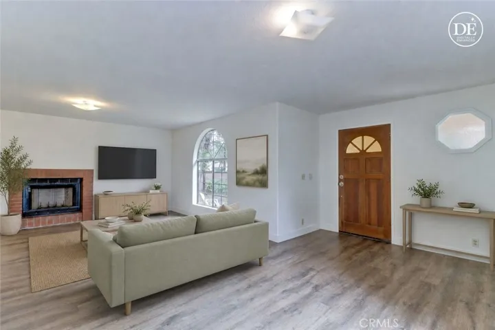 Entry and living room virtually staged