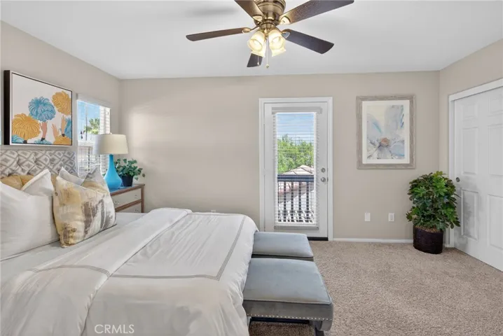 upstairs bedroom with balcony connected to jack an Jill bathroom
