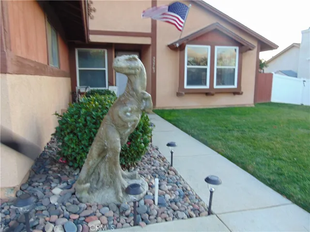 dinosaur greeter in front