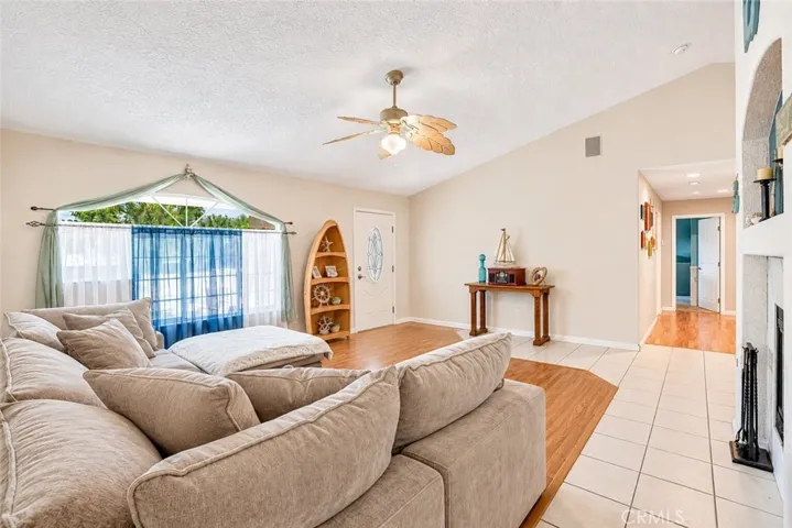 Living Room High Ceilings and Fan