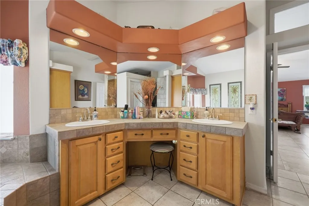 Primary bathroom dual vanity