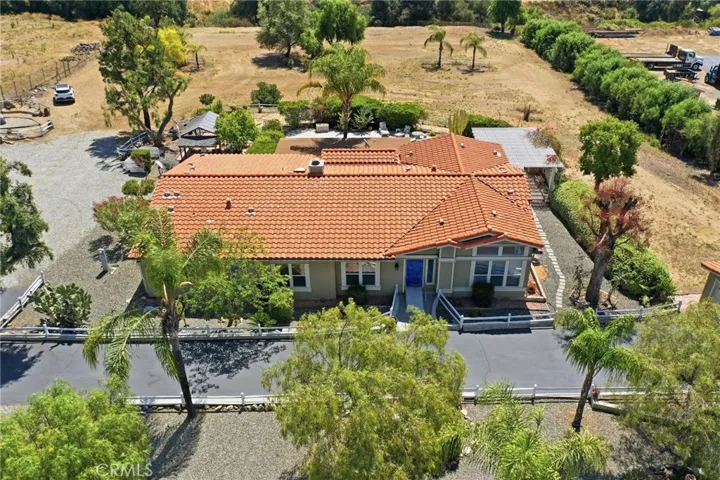 Aerial of front of house and property