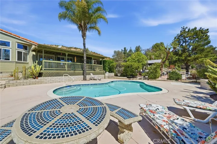 Private pool area w raised, covered patio
