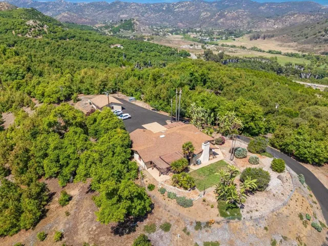 Aerial view of main residence,