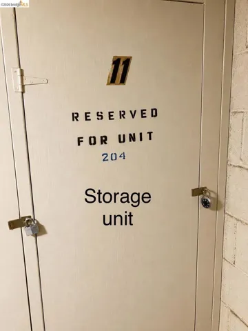 Dedicated storage unit, identified as unit 11, reserved for unit 204